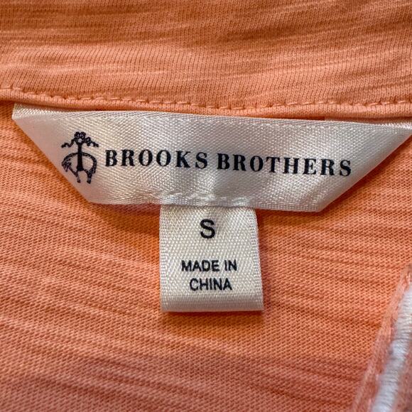 Brooks Brothers Size Small Peach Split Neck Embroidered Roll Tab Sleeves Tunic - Picture 5 of 6